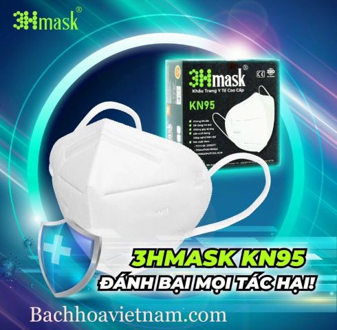 Khẩu trang kháng khuẩn cao cấp 5 lớp 3H mask KN95 1 hộp 10 cái